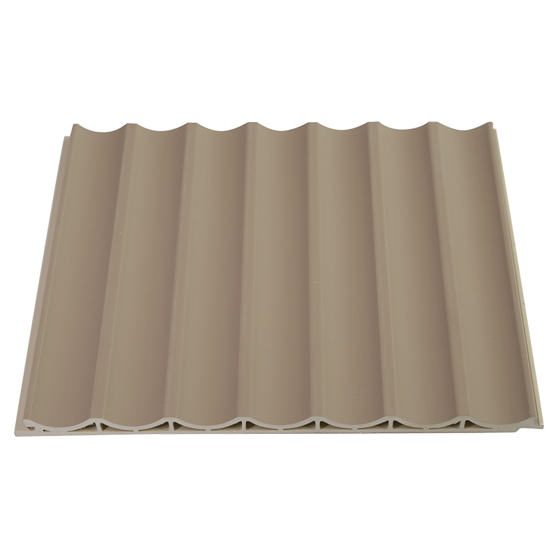Pannello a parete WPC da 214 * 10 mm per la decorazione interna della casa con design a griglia ad arco interno